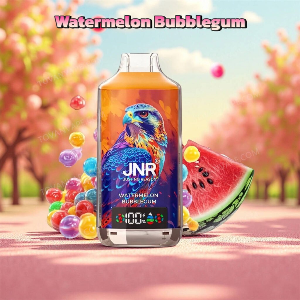 l'edizione watermelon bubblegum del modello jnr falcon x 18k, accompagnata da succose fette di anguria e pezzetti di gomma da masticare rosa