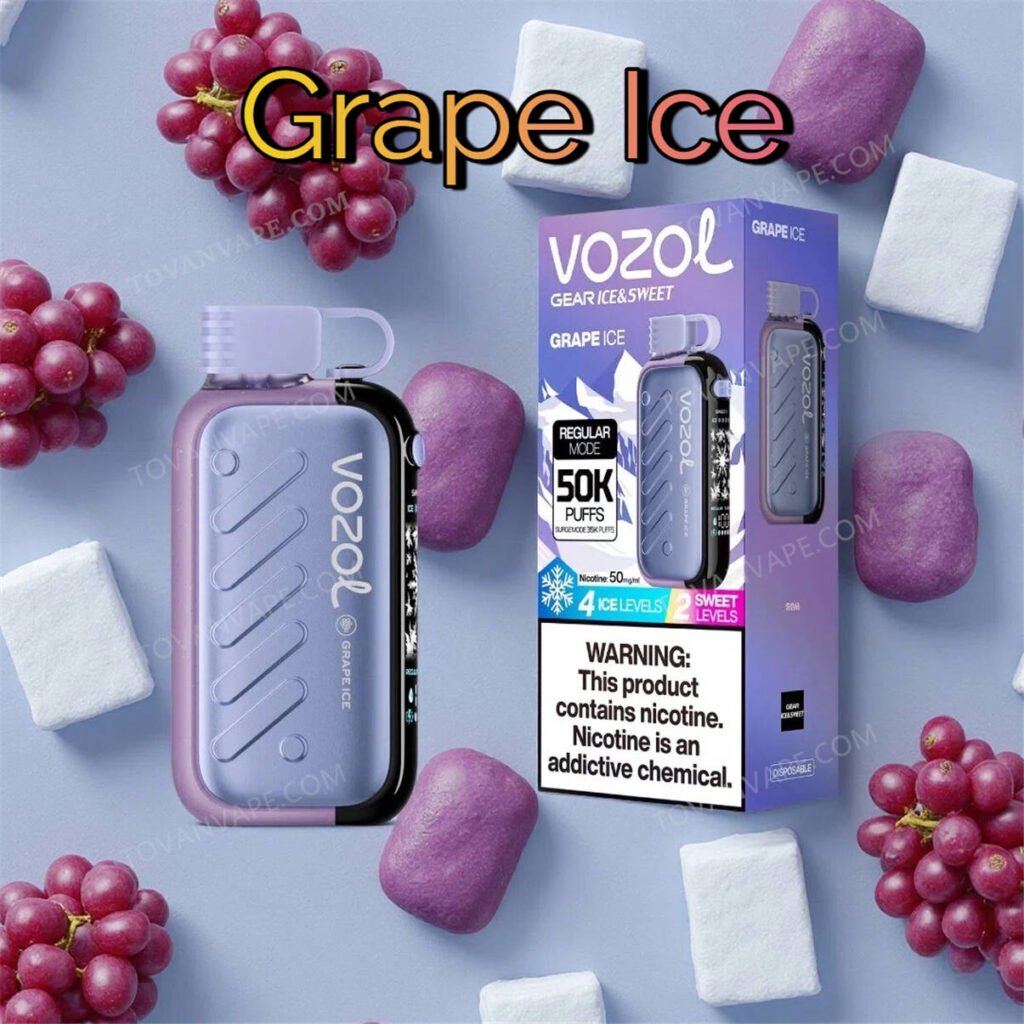 vozol gear 50k grape ice presentati con dolci grappoli d'uva viola e cubetti di ghiaccio vozol gear 50k grape ice presentati con dolci grappoli d'uva viola e cubetti di ghiaccio