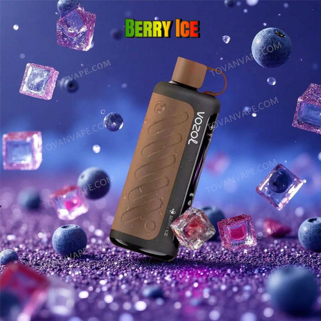 vozol gear hookah 40k e berry ice rodeados por mixed berries fresco e cubos de gelo refrescantes