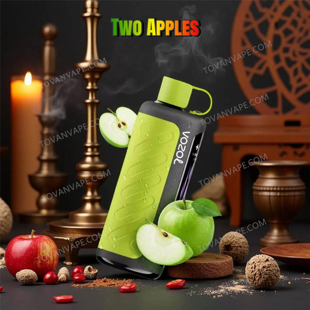 vozol gear hookah 40k two apples, expostas de forma natural entre maçãs vermelhas e verdes frescas e crocantes