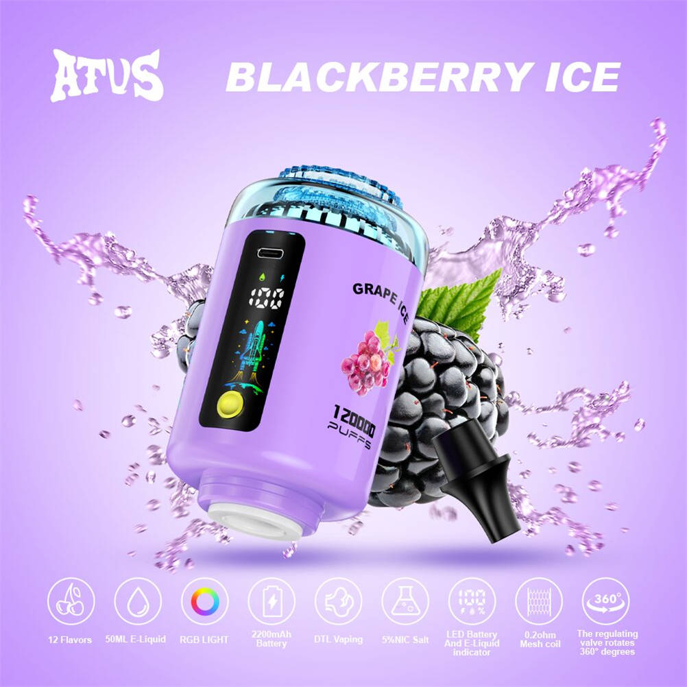 atvs 120000 blackberry ice, entourés de nombreuses mûres fraîches et de glaçons bien froids