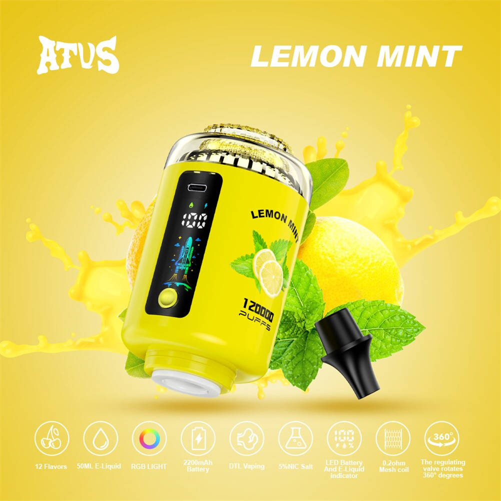 atvs 120000 lemon mint : saveur rehaussée par des tranches de citrons frais et des feuilles de menthe verte