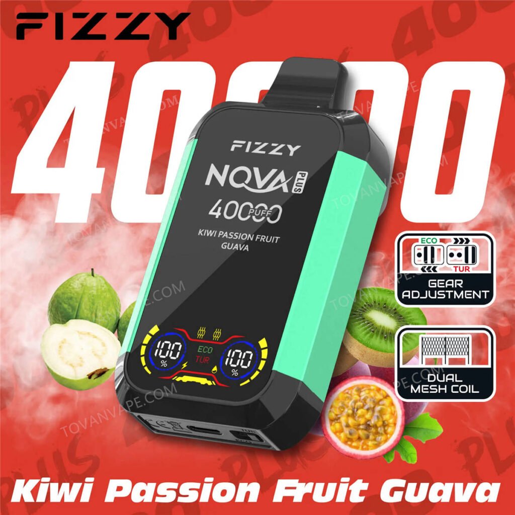 fizzy nova plus 40000 e kiwi passion fruit guava esposti con kiwi tagliato, passion fruit e guava fizzy nova plus 40000 e kiwi passion fruit guava esposti con kiwi tagliato, passion fruit e guava