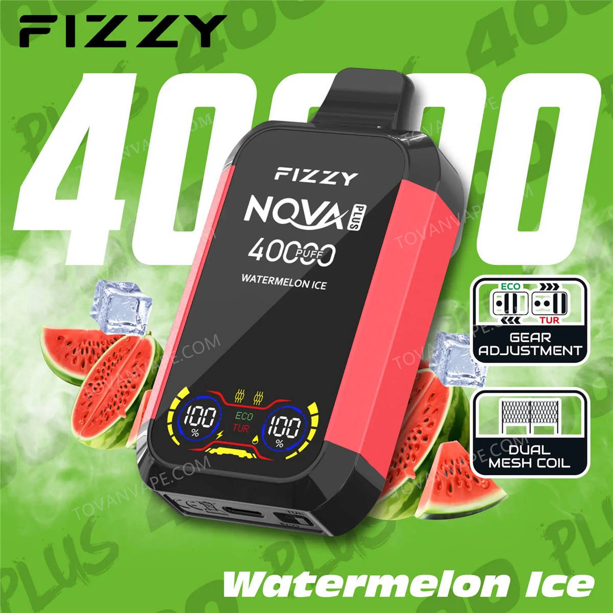 fizzy nova plus 40000 watermelon ice circondati da freschi blocchi di ghiaccio e anguria fresca