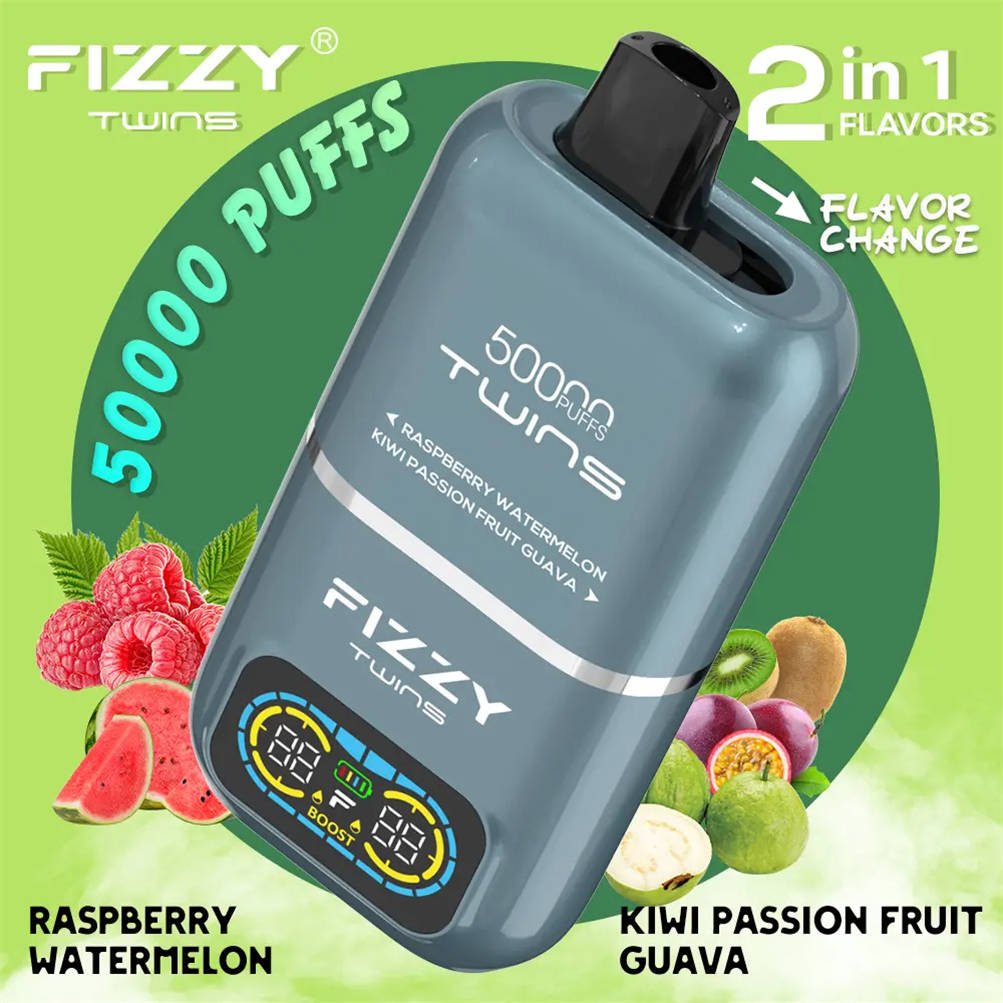 fizzy twins 50000 raspberry watermelon - kiwi passion fruit guava, accanto a frutti di bosco freschi, kiwi e tropical fruit fizzy twins 50000 raspberry watermelon - kiwi passion fruit guava, accanto a frutti di bosco freschi, kiwi e tropical fruit