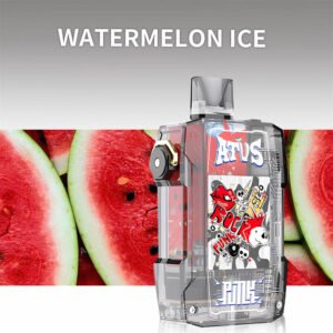 frische Wassermelonen und Eiswürfel, die rund um die Modelle atvs warship pod 7000 und watermelon ice verteilt sind