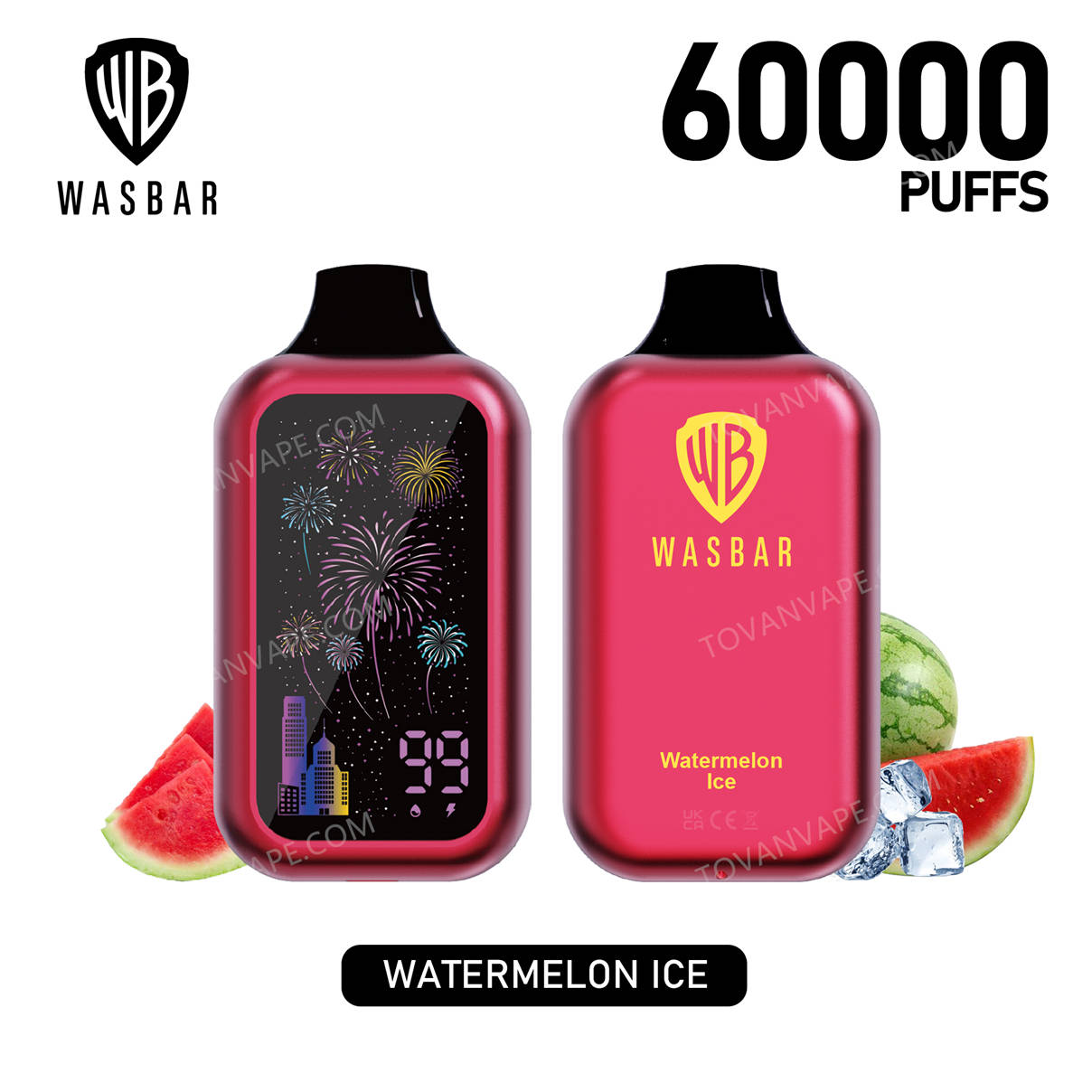 Vues de face et de dos des modèles wasbar 60k et watermelon ice