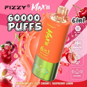 mirtilli, ciliegie, lamponi e limoni congelati disposti attorno al modello fizzy max lll 60k 6in1