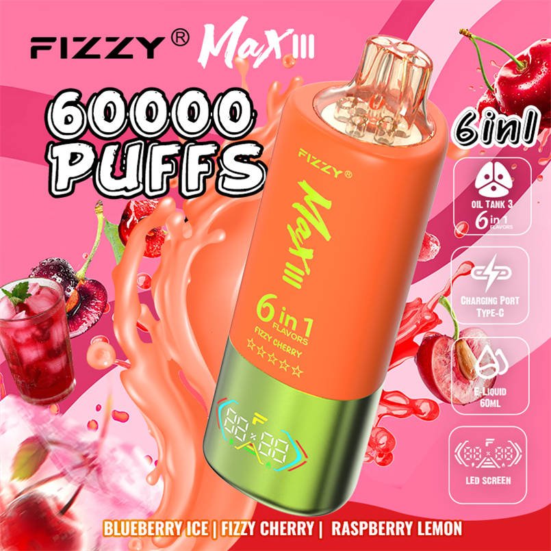 mirtilli, ciliegie, lamponi e limoni congelati disposti attorno al modello fizzy max lll 60k 6in1