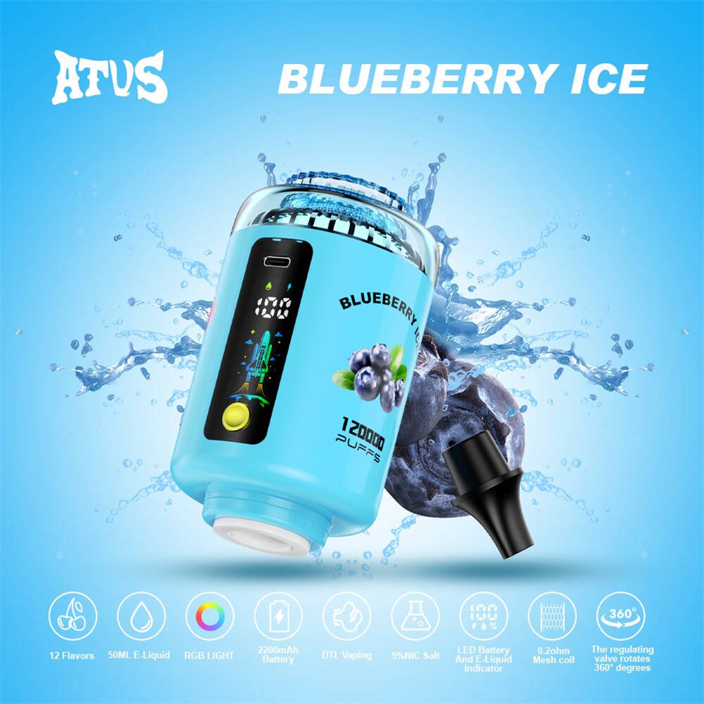 saveur glacée atvs 120000 blueberry ice se dégageant parmi des myrtilles mûres éparpillées saveur glacée atvs 120000 blueberry ice se dégageant parmi des myrtilles mûres éparpillées