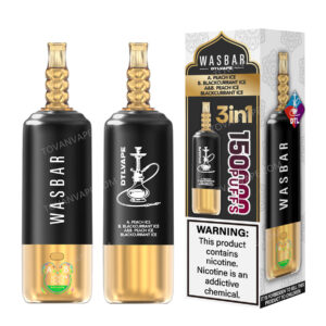 wasbar 3in1 150k, peach ice et blackcurrant ice avec leur emballage de vente au détail