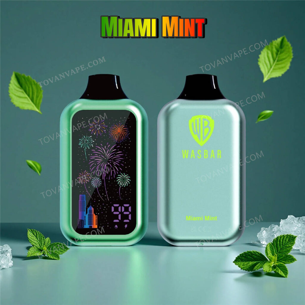 wasbar 60k miami mint, présentés avec des feuilles de menthe d'un vert vif disposées tout autour wasbar 60k miami mint, présentés avec des feuilles de menthe d'un vert vif disposées tout autour