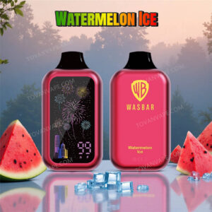wasbar 60k watermelon ice, accompagnés de morceaux de pastèque rouge fraîche et de glaçons