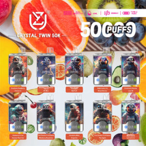 ein komplettes Sortiment mit zehn verschiedenen Geschmacksrichtungen des uzy crystal twin 50k Vape
