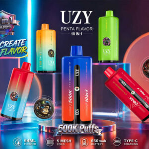 Sammlung von 5 verschiedenen uzy Penta-Flavor-10-in-1-Vape-Optionen mit 500.000 Varianten