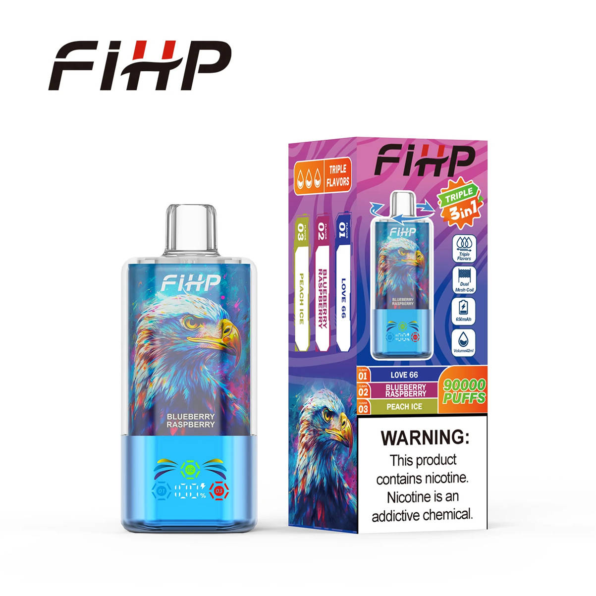 fihp 90000 3 en 1 blueberry raspberry love 666 peach ice