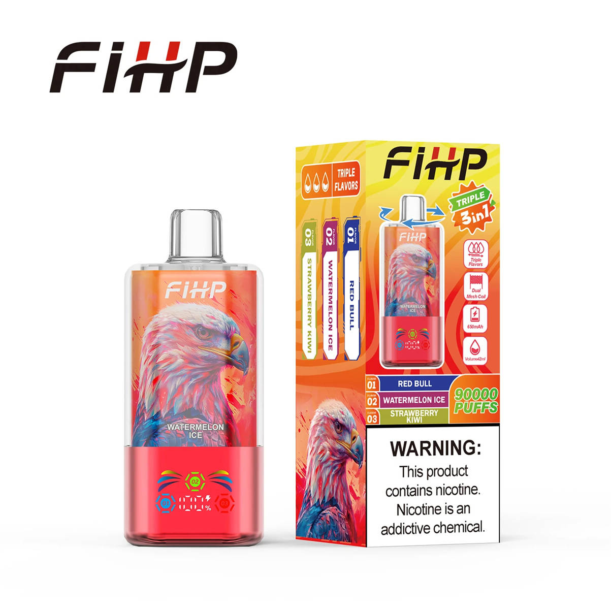 fihp 90000 3-en-1 watermelon ice red bull strawberry kiwi
