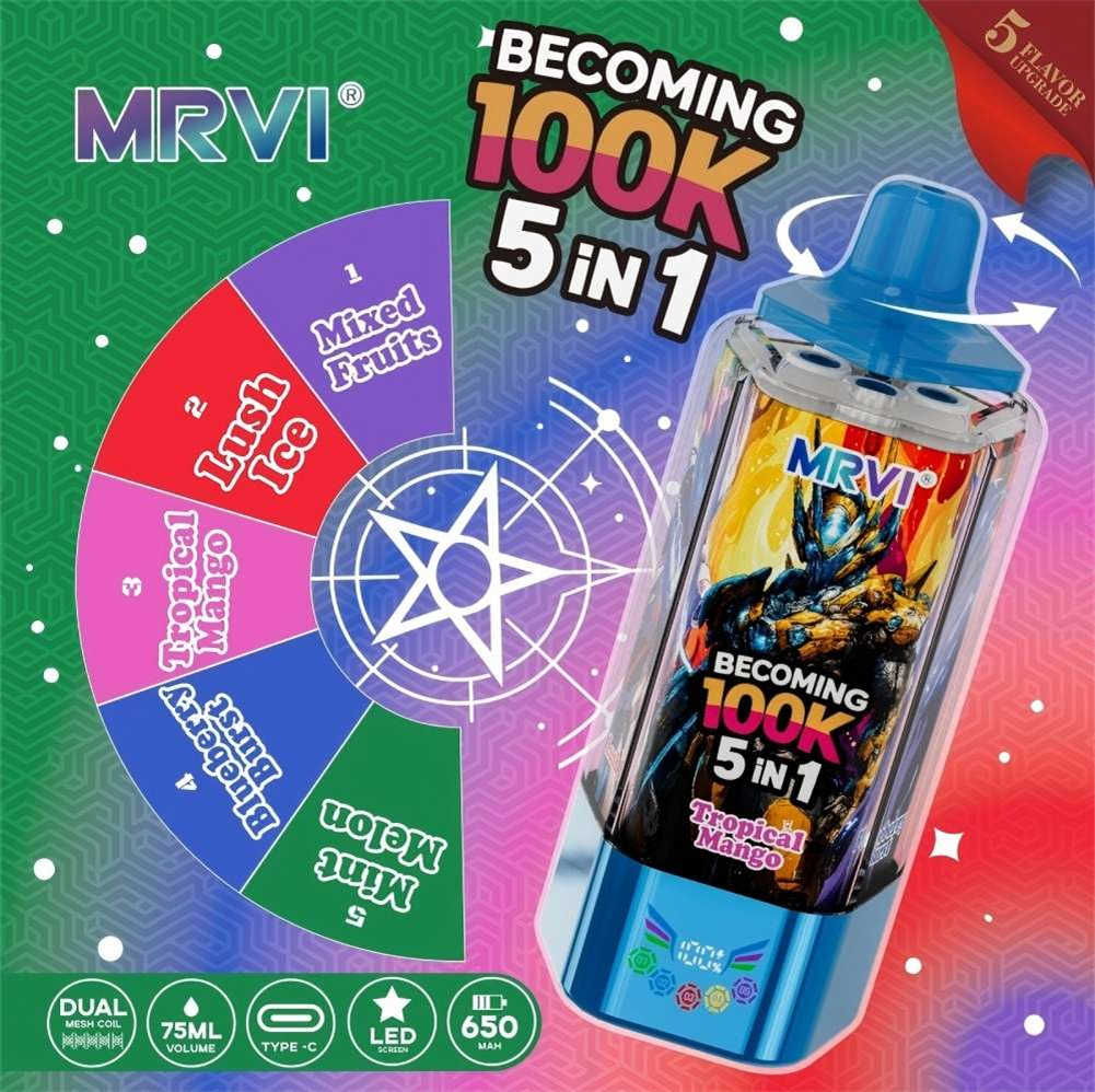 mrvi becoming 100k menthe-melon mixed fruits Mrvi Becoming 100K Menthe-melon + Mixed Fruits + Lush Ice + Tropical Mango + Blueberry Burst