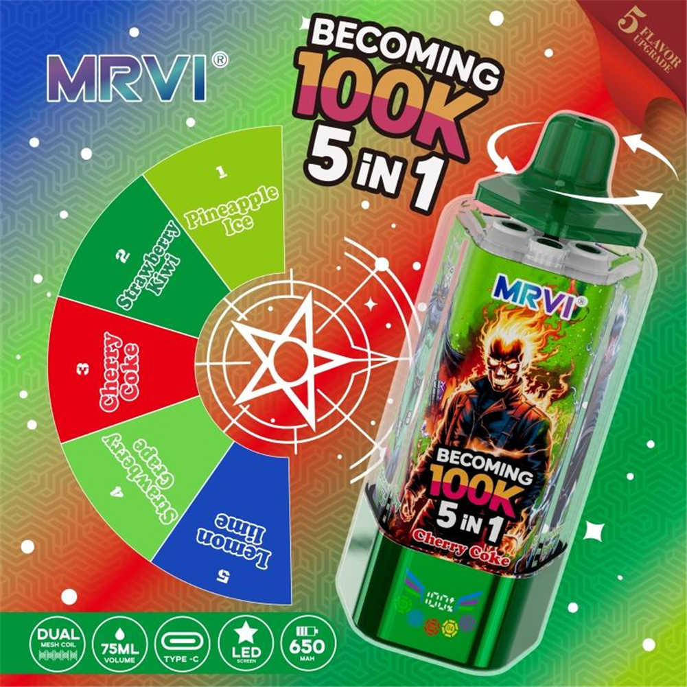 Mrvi Becoming 100K Pineapple Ice + Strawberry Kiwi + Cherry Coke + Strawberry Grape + Lemon Lime