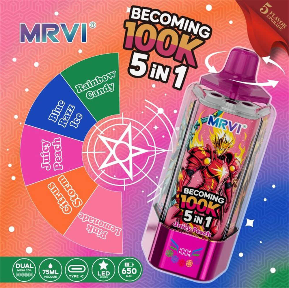 mrvi becoming 100k rainbow candy blue razz ice Mrvi Becoming 100K Rainbow Candy + Blue Razz Ice + Juicy Peach + Citrus Storm + Pink Lemonade