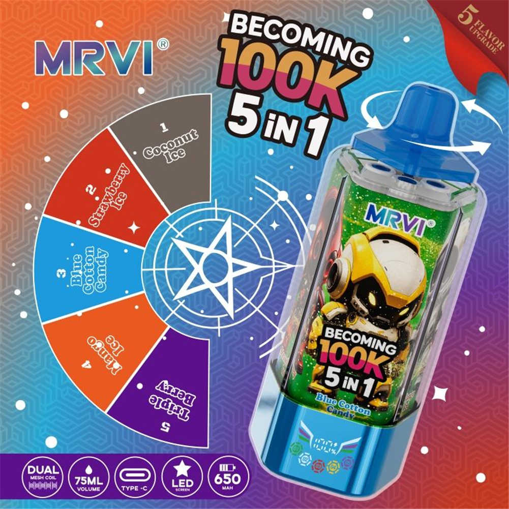 Mrvi Becoming 100K Triple Berry + Coconut Ice + Strawberry Ice + Blue Cotton Candy + Mango Ice
