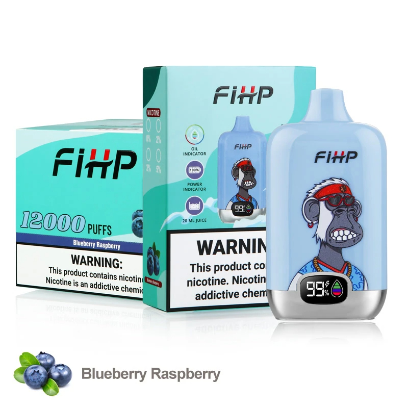emballage individuel destiné à la vente au détail et carton de gros pour les références fihp 12000 et blueberry raspberry