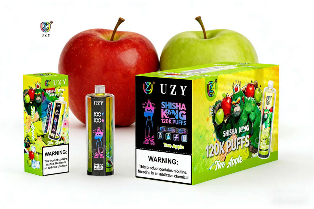 two apple mit uzy- und shisha hookah king 120k-Aroma, wunderschön angerichtet mit knackigen roten und grünen Äpfeln