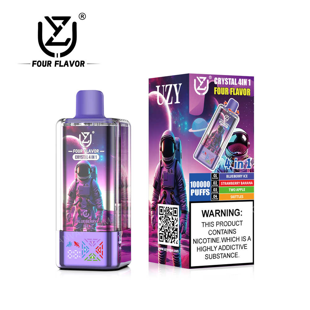 uzy crystal 100k blueberry ice, strawberry banana, two apple – Skittles-Geschmacksrichtungen mit Verkaufsverpackung
