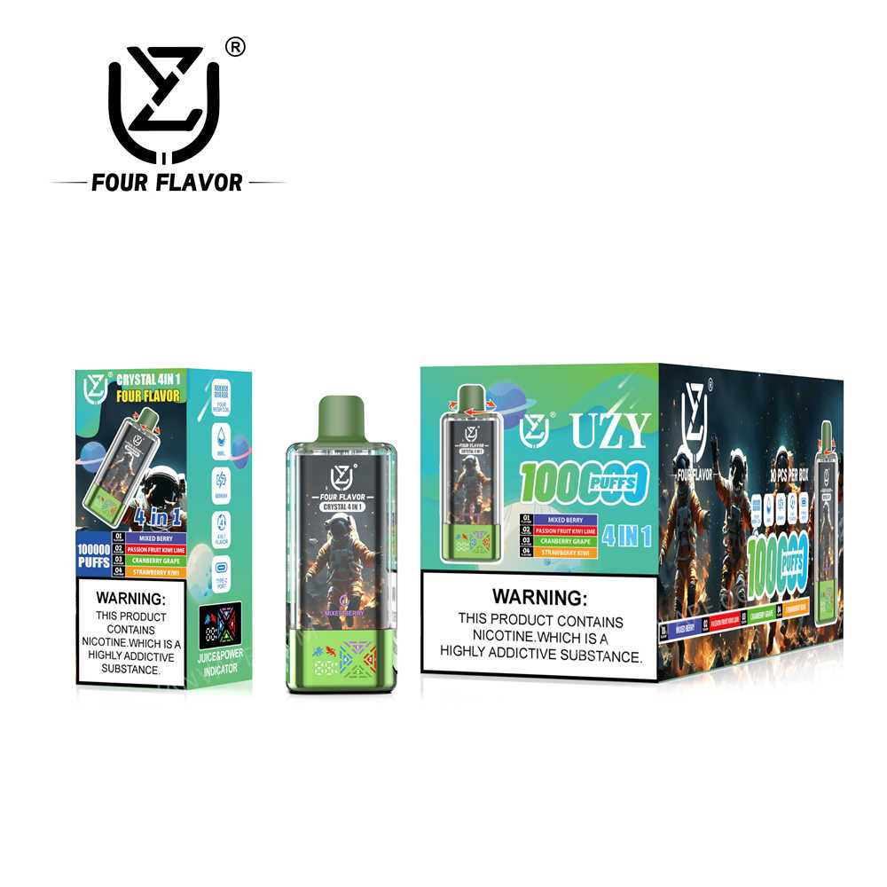 uzy, crystal 100k, mixed berry, passion fruit kiwi (Limette), cranberry grape, strawberry kiwi mit Einzelhandels- und Großpackungen