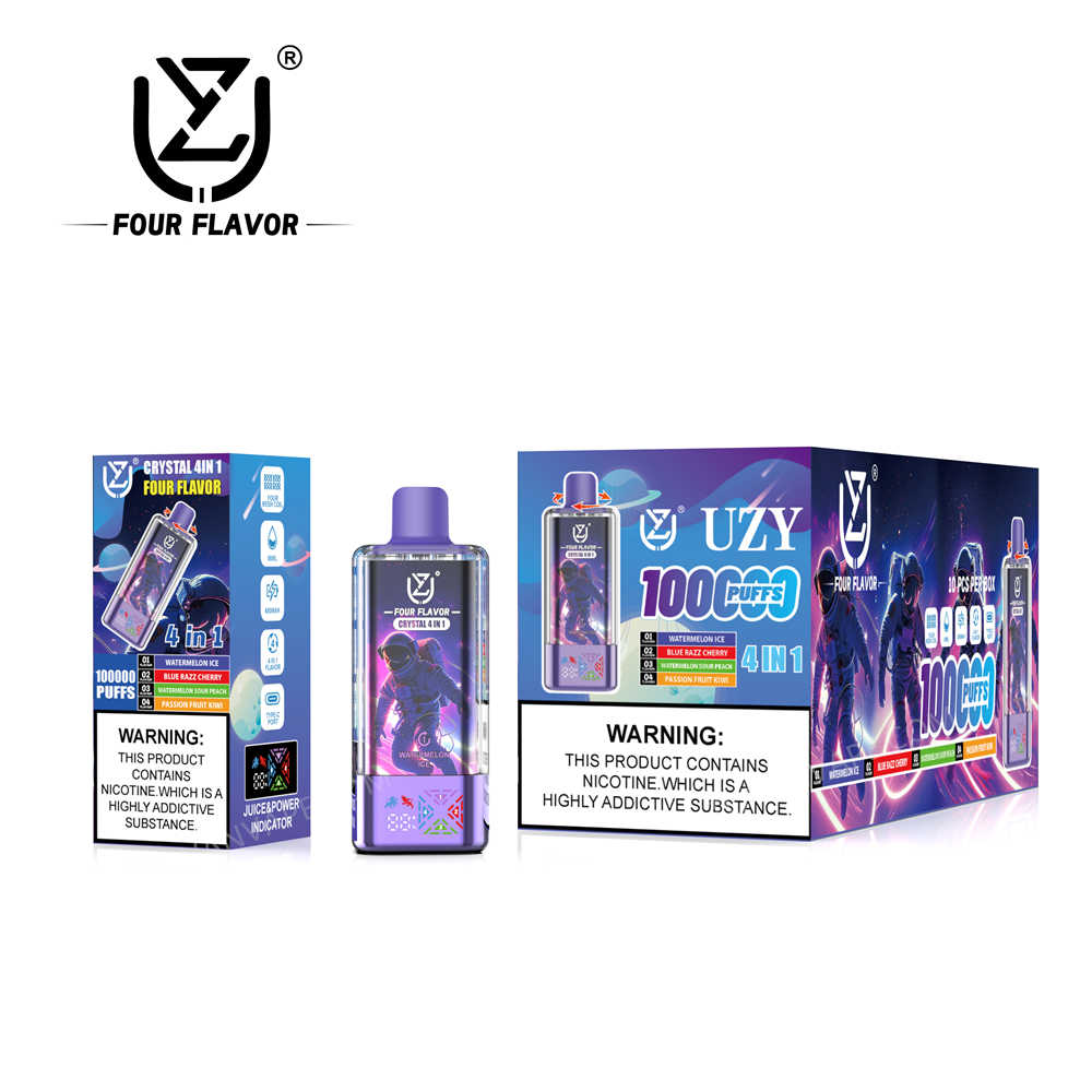uzy, crystal 100k, watermelon ice, blue razz cherry, watermelon sour peach, passion fruit kiwi – Einzelhandel – Großpackungen